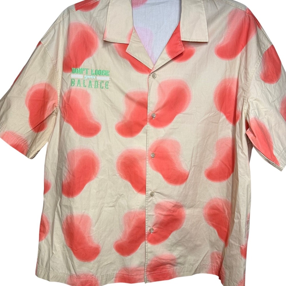 Zara Mens XL Shirt Don't Loose Your Balance Abstract‎ Campy avant garde quirky